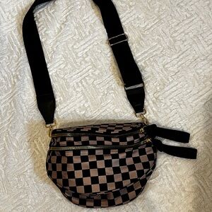 *Viral Bum Bag* Black & Brown Checkered Crossbody Bag
